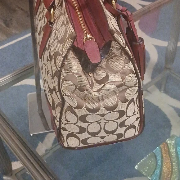 Coach Brooke Carryall Red and Tan Shoulder Bag - Picture 5 of 13